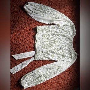 Anthropologie Embroidered Crop Top